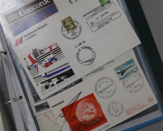 A group of Concorde ephemera including First Day Covers and a stationery case